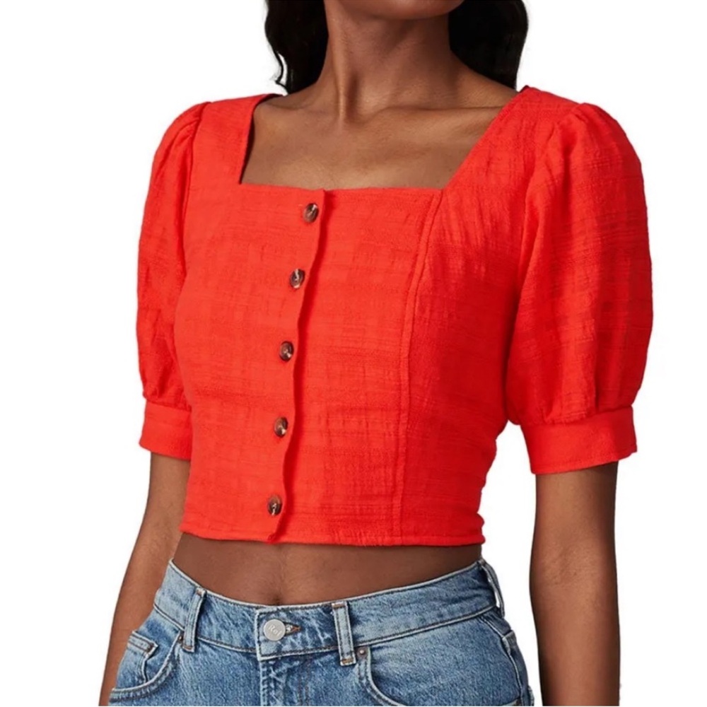 Love, Whit by Whitney Port Red Smocked Top